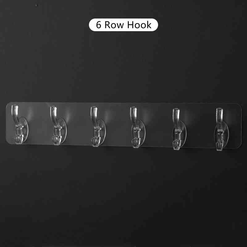 6 Row Transparent Wall Hooks