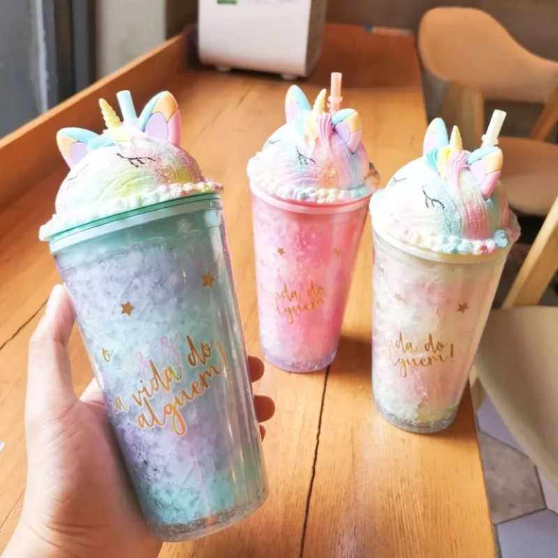 CUTE UNICORN WATER CUP WITH STRAW DRINK CUP