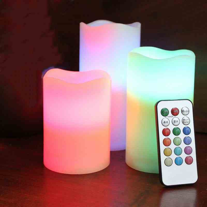 3 Pcs Color Changing Luma Candles With Remote Control