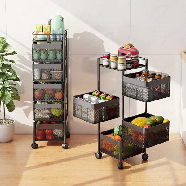 Kitchen Vegetable Rotating Trolley | Square Shape (3 Layer)