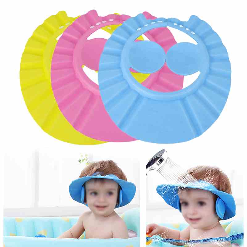 Adjustable Soft Kids Bath Wash Hair Cap Ear Protection Children Shampoo Cap Baby Safe Shower Shield Hat Bathroom Accessories