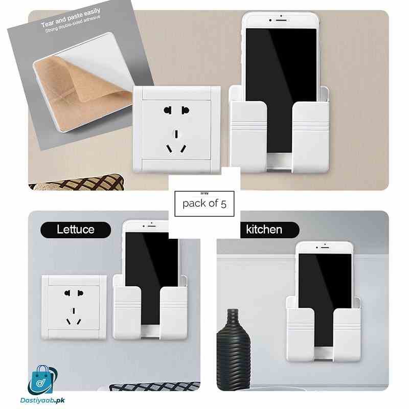 Pack Of 5 MOBILE CHARGING HOLDER WALL MOUNTED