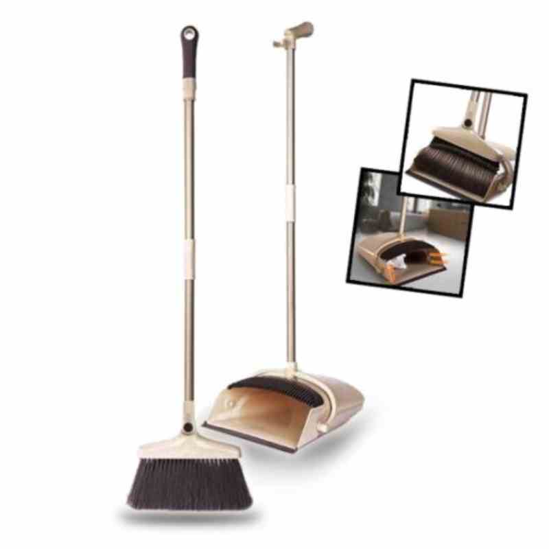 Broom And Dustpan Set Upright With Long Handle
