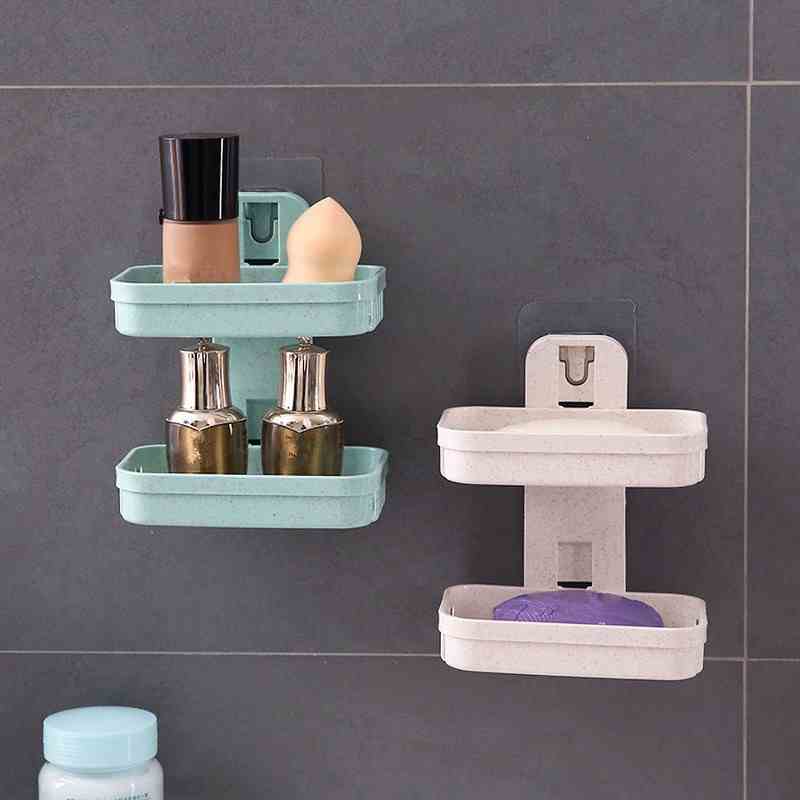 Sweet Color Double Layer Soap Holders Kitchen Drainer Practical Sponge Storage Holders Bathroom Soap Tray Storage Cases